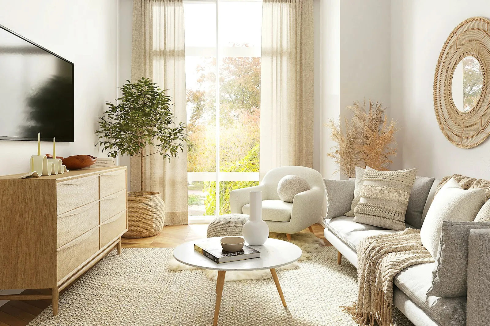 Bright, cozy living room with a white sofa, plants and a sunlit window, featured in Alaikas.com lifestyle guides